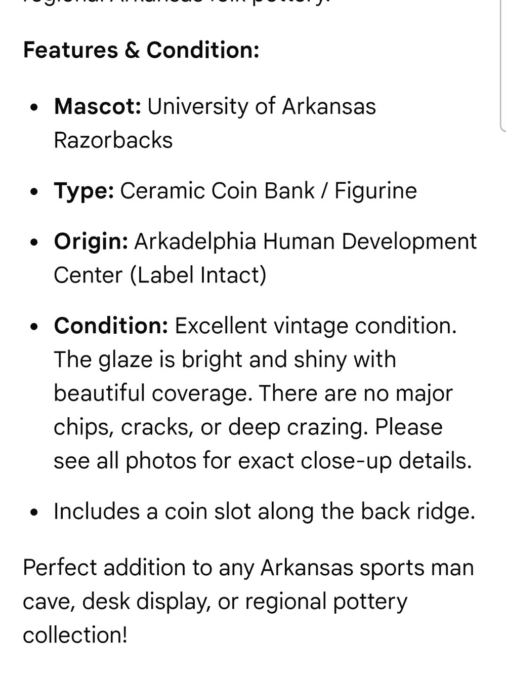 Arkansas Red Razorback Figurine - Picture 8 of 10